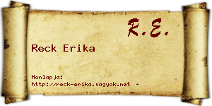 Reck Erika névjegykártya